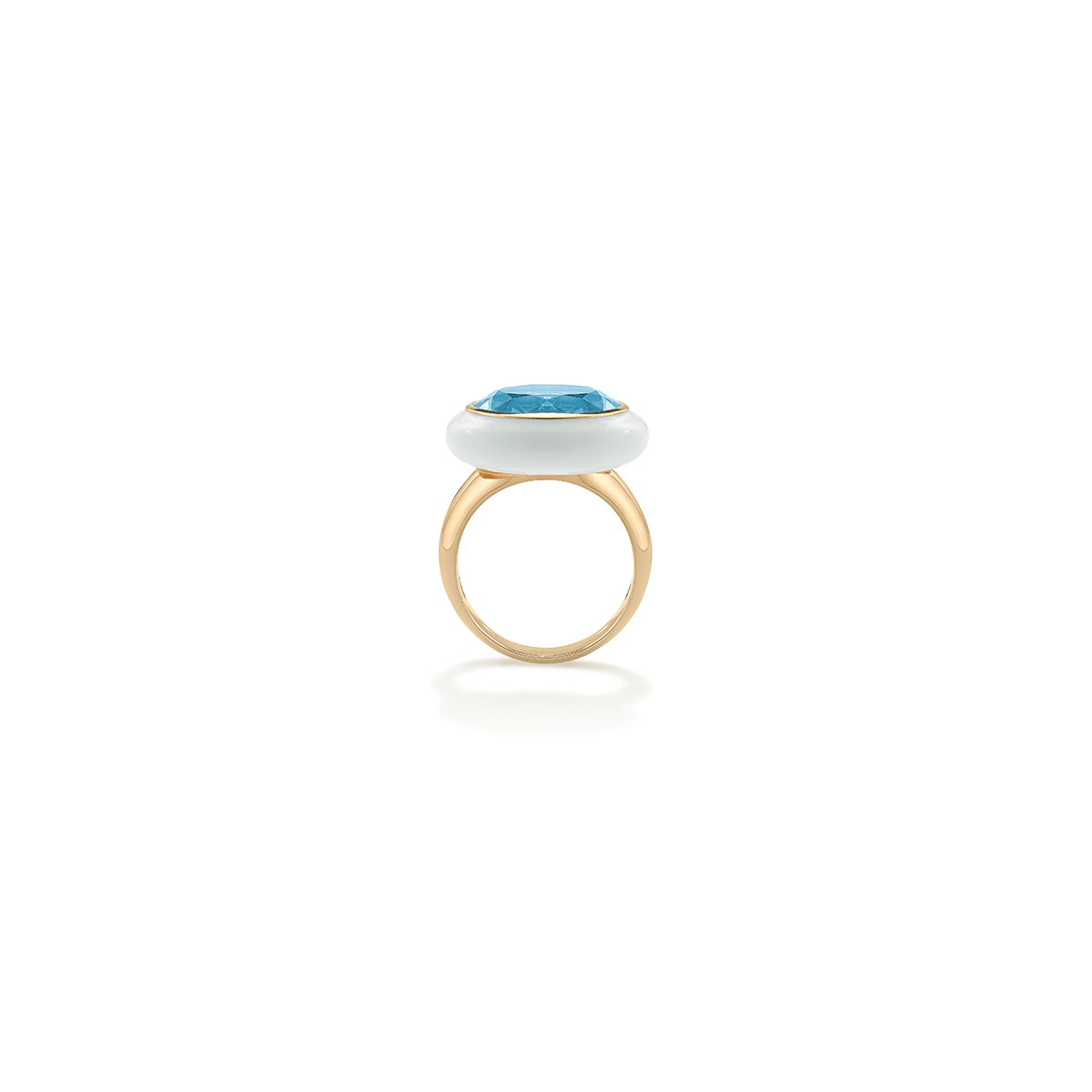 Blue Topaz White Enamel Arena Ring