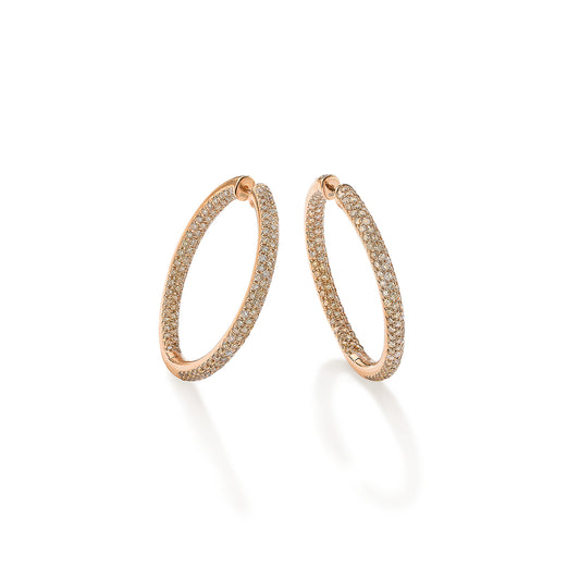 Disco Hoop Earrings Brown Diamond