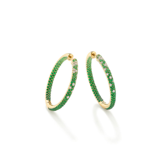 Disco Hoop Earrings Green