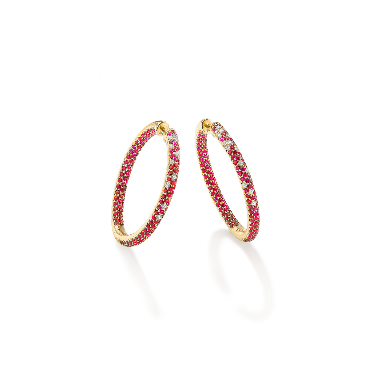 Disco Hoop Earrings Ruby