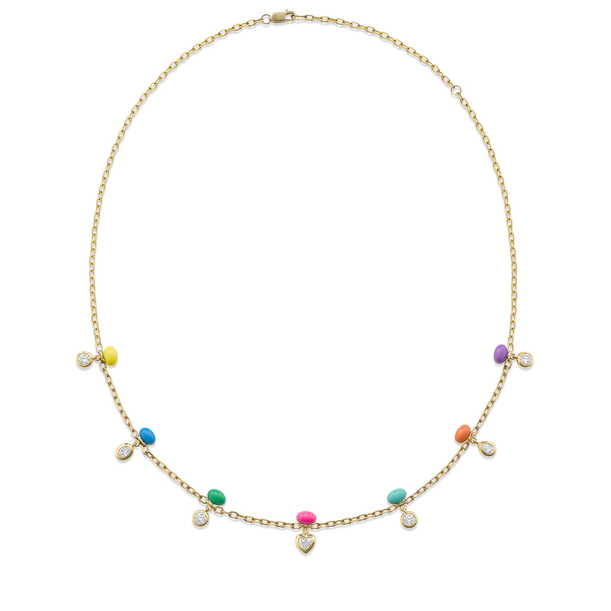 Sputnik Diamond Rainbow Enamel Necklace