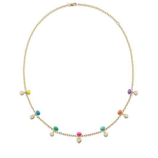 Sputnik Diamond Rainbow Enamel Necklace