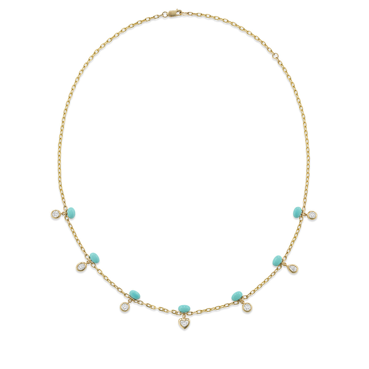 Sputnik Diamond Turquoise Enamel Necklace