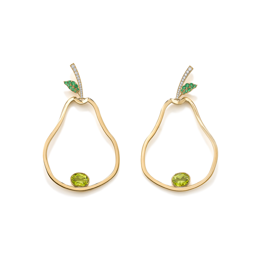 Fruits of Love Pear tsavourite and peridot earrings