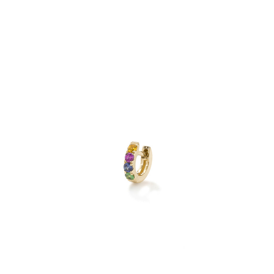 Single Orb Hoop Rainbow Sapphires Mini