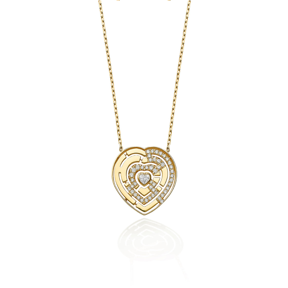 Heart Labyrinth Pendant with diamond