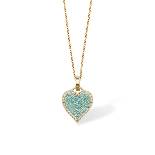 Fortune Blue Topaz Pave Heart