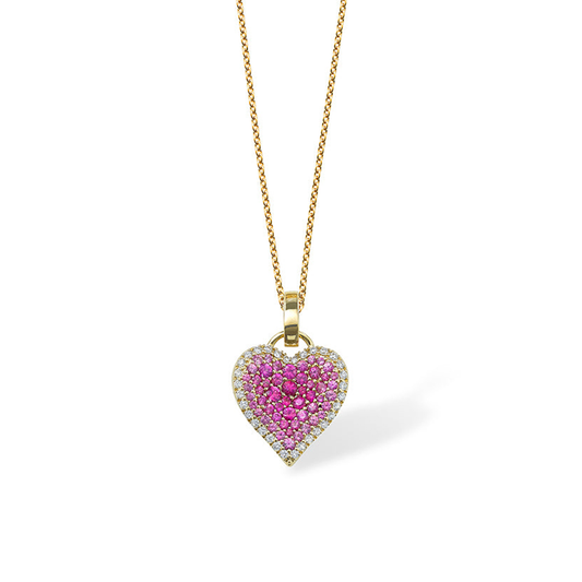 Fortune Pink Sapphire Pave Heart