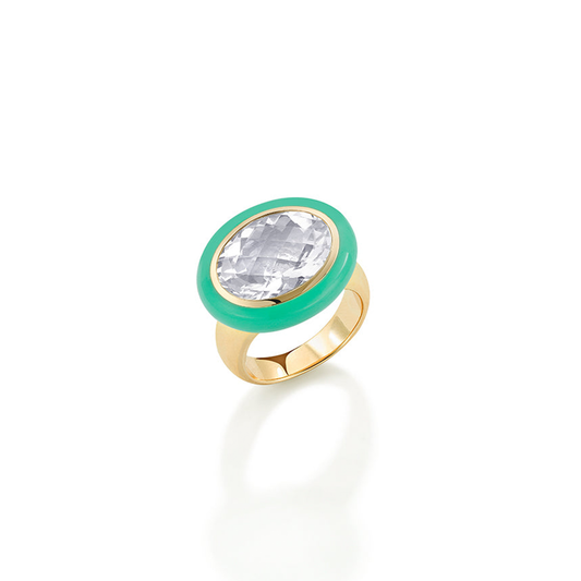 Rock Crystal Enamel Arena Ring